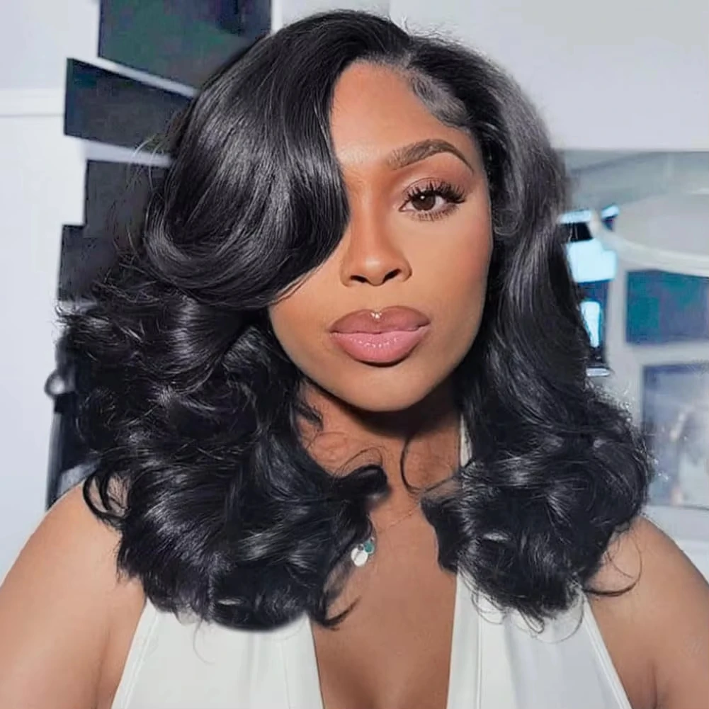16 Inch Bob Wig Human Hair 13x6 Lace Front Wigs Human Hair Pre Plucked Body Wave HD 13x4 Lace Frontal Short Wigs Natural Black 5x5 Glueless Wig For Women