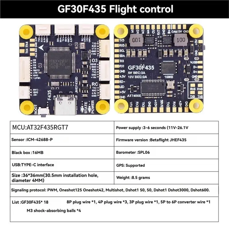 N91R-For RC FPV Freestyle Drone Parts For GF30F435 Flight Controller Integrated ICM-42688-P 3-6S Battery Support GPS