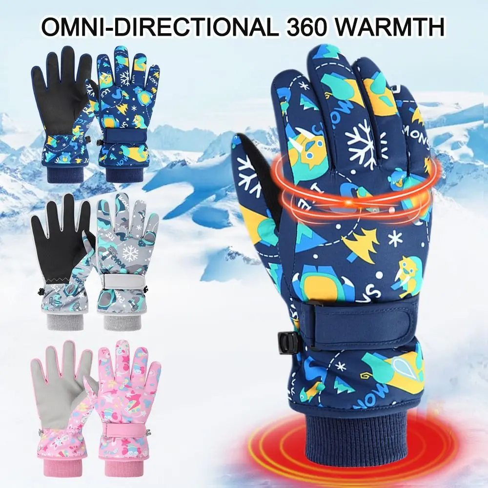 

Kids Boys Girls Winter Waterproof Non-slip Keep Finger Warm Thick Warm Children Ski Gloves Long-sleeved Mittens Windproof