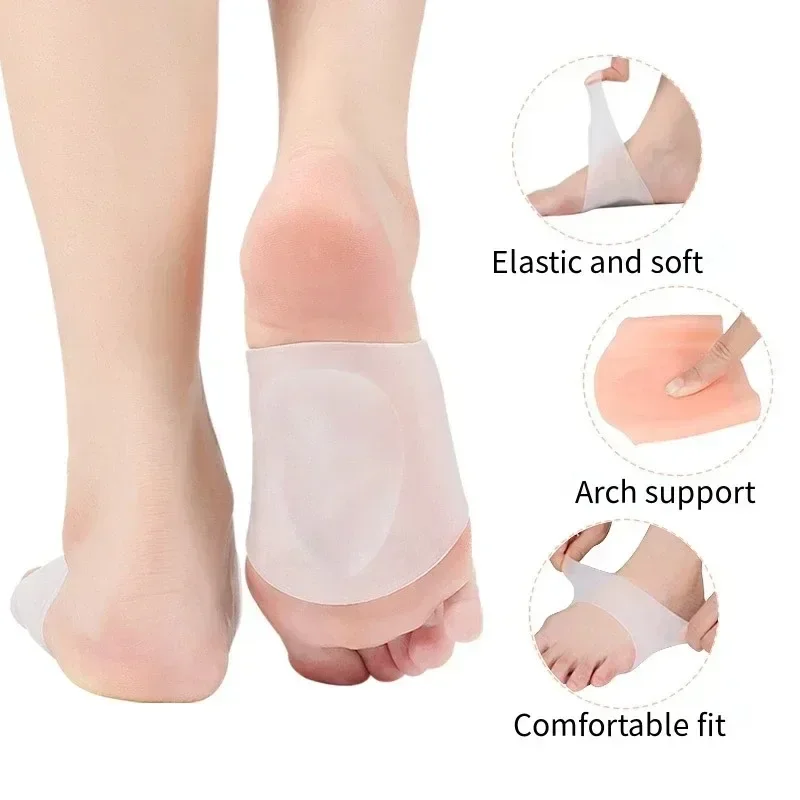Silicone Elastic Arch Support Sleeves Soft Foot Arch Cushion Pads Relieve Foot Pressure Foot Care Protector 1 Pair