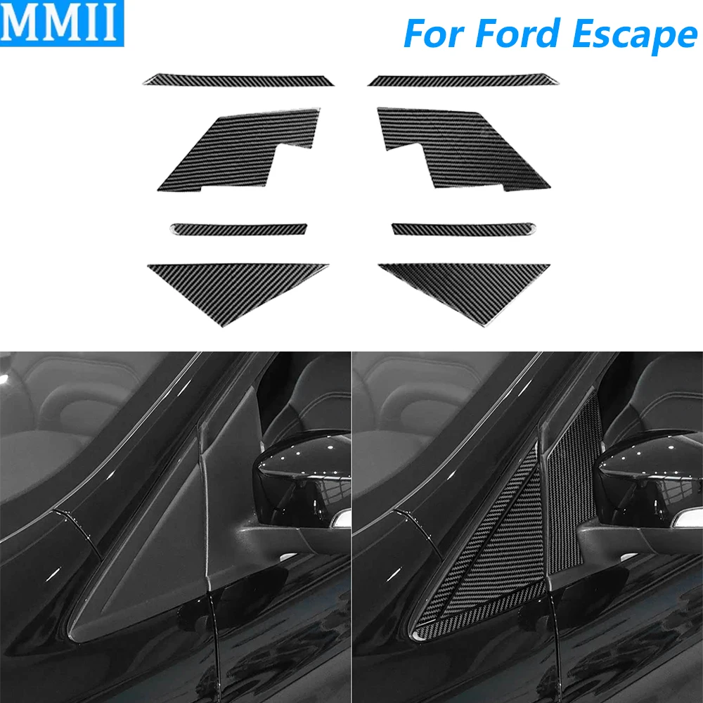 For Ford Escape 2017-2019 Carbon Fiber External Door A-pillar Triangle Window Panel Cover Decorative Car Accessories Sticker