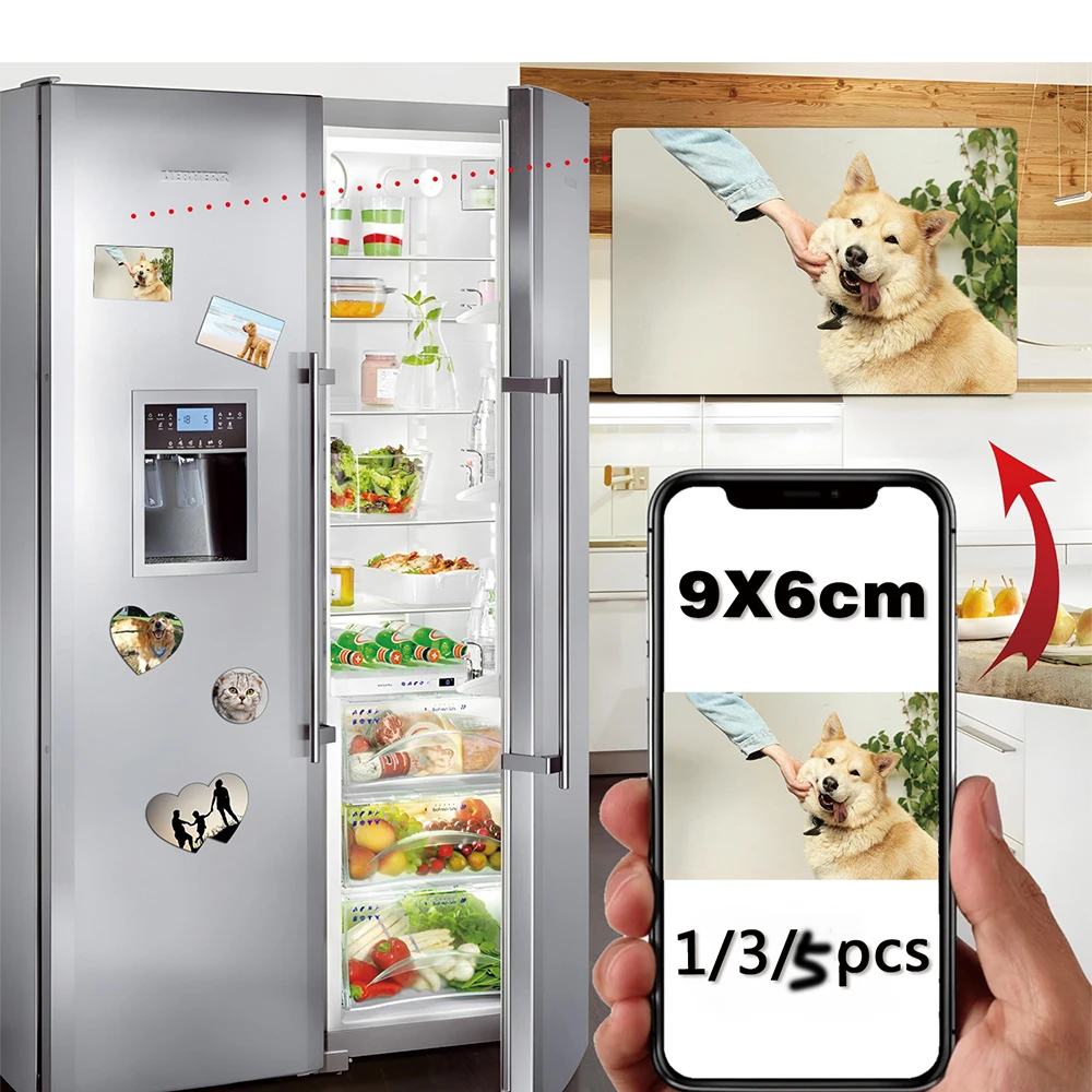 1/3/5pc rectangle Customized Picture Fridge Souvenir Magnet Magnetic Fridge Sticker Customized Fridge Decor With Photo