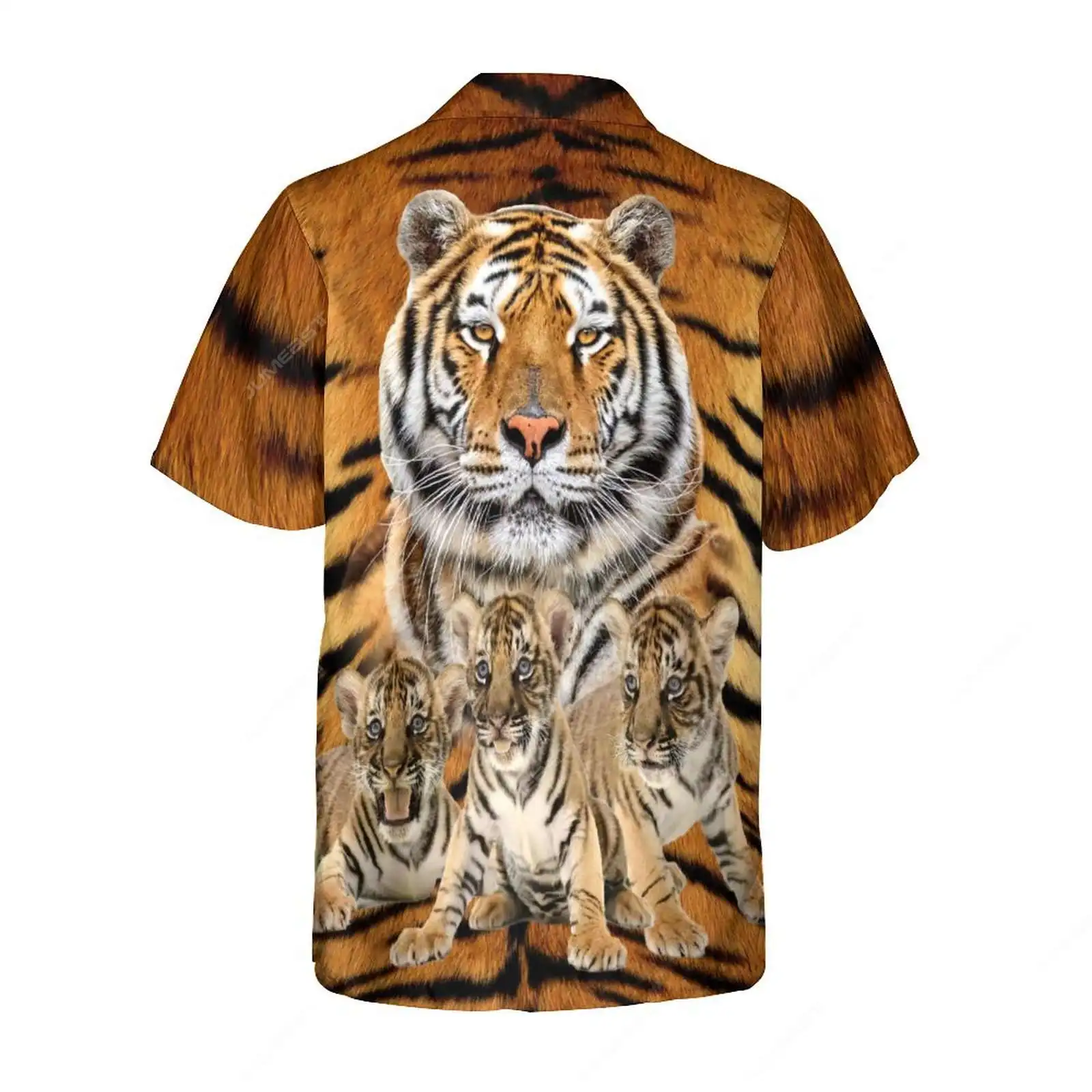 Jumeast 3D Printed Horror Animal Tiger Hawaiian Button Shirts For Men Beach Tees Funny Baggy Women Blouse Drip Hippie Clothes