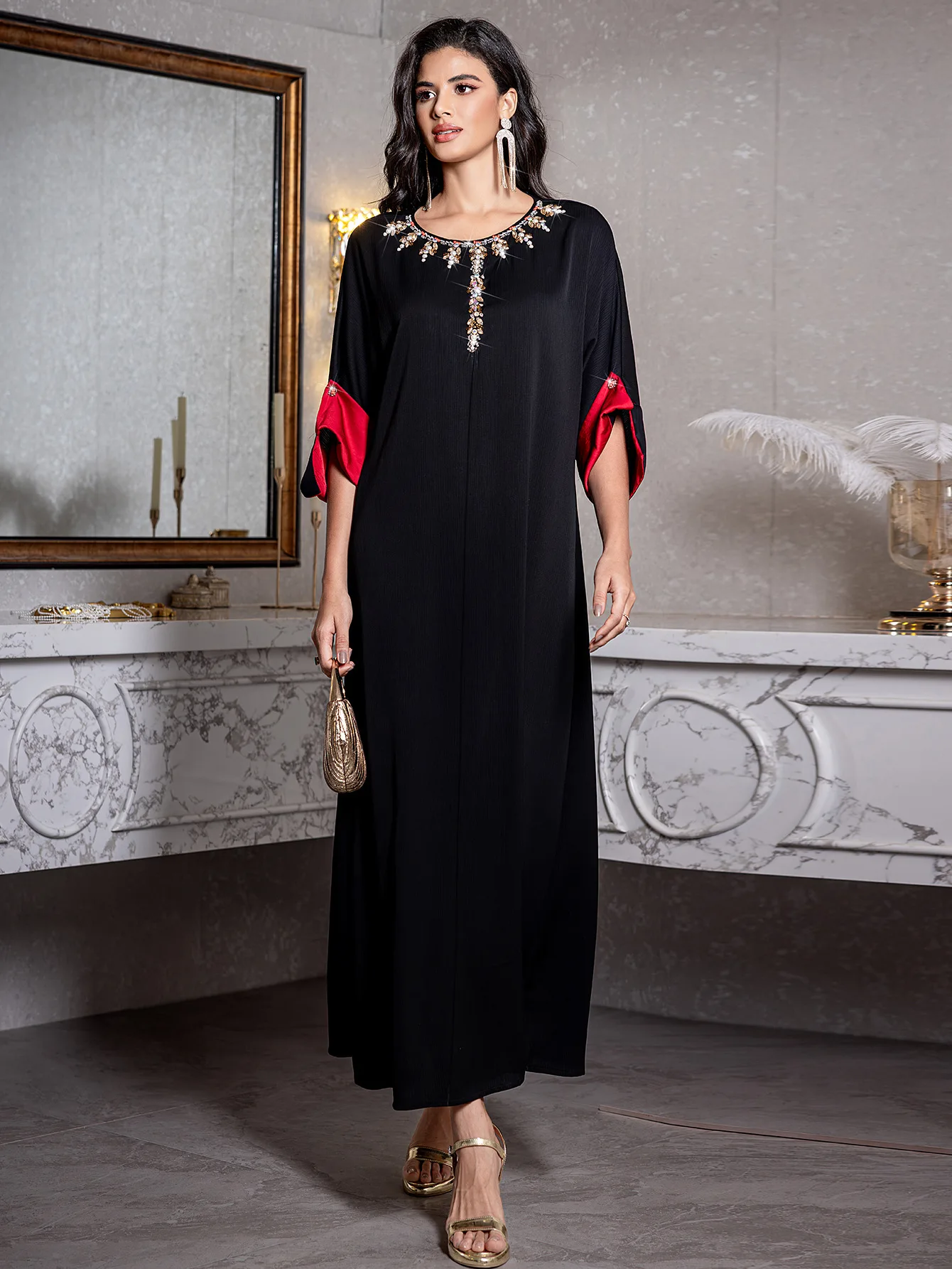 

Luxury Dubai Abaya Diamonds Muslim Dress Women Morocco Caftan Kebaya Eid Djellaba Islam Clothing Turkey Kaftan Femme Robe Abayas