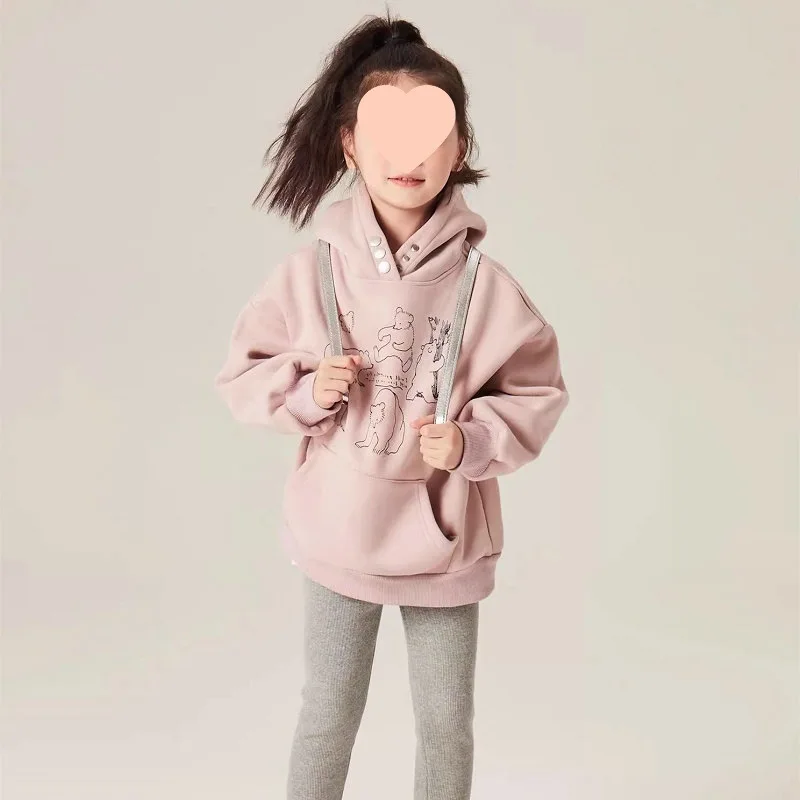 ملابس شتوية للفتيات لعام 2025، ملابس خارجية سميكة بغطاء للرأس جديدة بغطاء للرأس ومقاومة للرياح والقطيفة #3