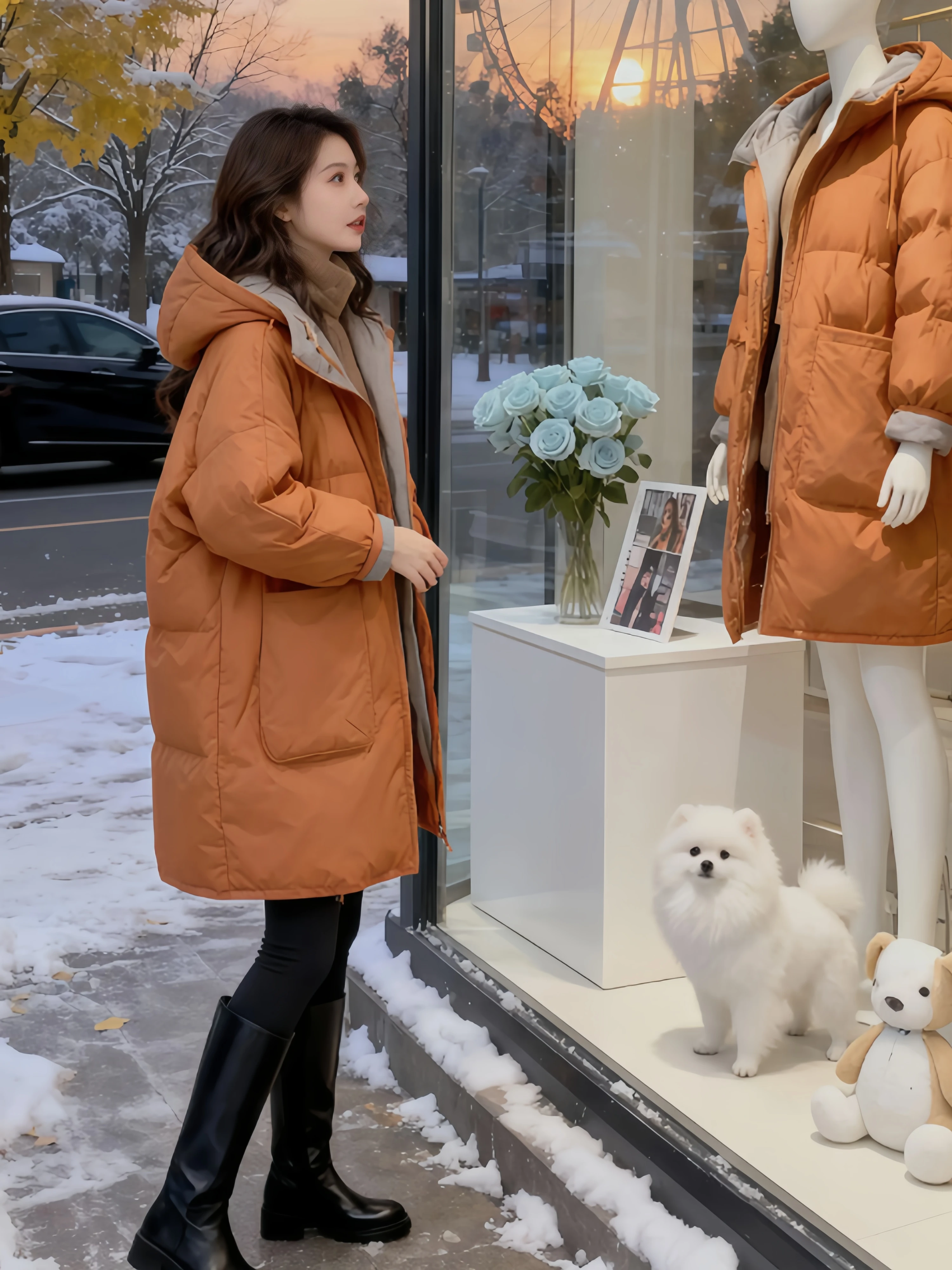 

Elegant White Cotton Jacket Women's Loose Fit Mid-Length Winter Coat Fashionable Lazy Style Korean Version Long Sleeve Zipper...