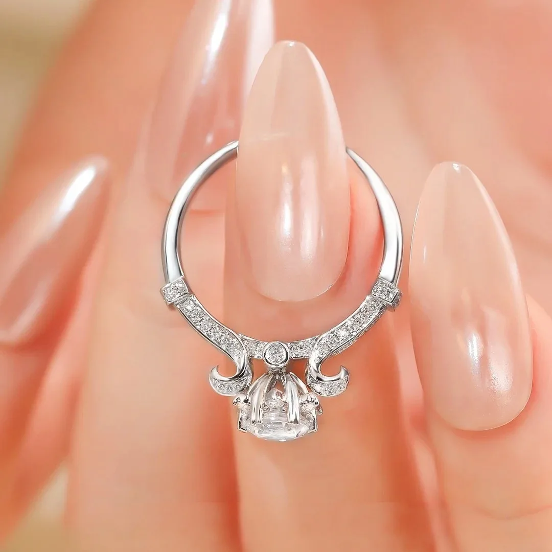 

Изысканное кольцо для женщин с муассанитом 1 карат, платина PT950 – дизайн «Снежная королева», шестикрапанная оправа, премиум-класса, наследие поколений