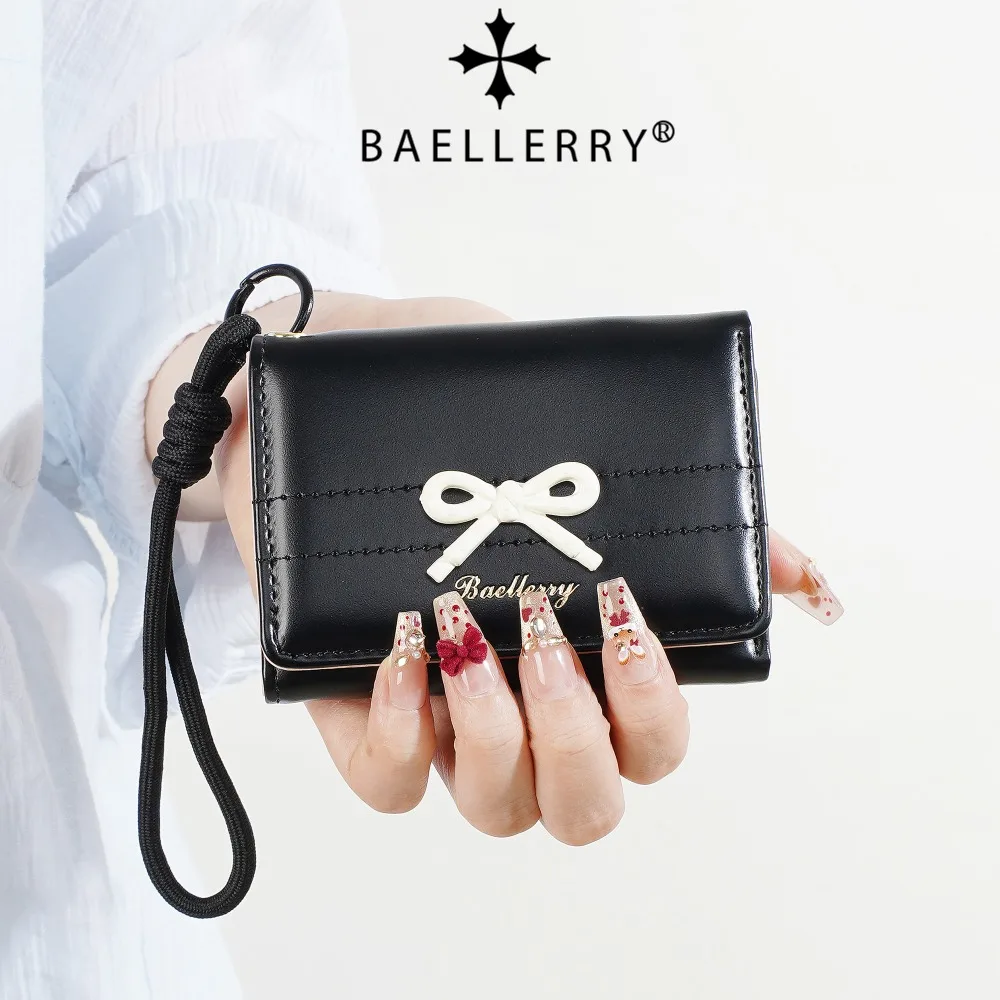 Baellerry Women's Bowknot Short Wallets Pu Leather Wallets Cute Female Coin Purse Fashion Card Holder Large Capacity Hand Bags