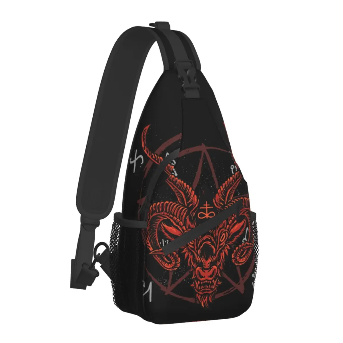 Satan Antichrist Goat Lucifer Devil 666 Occult Crossbody Chest Bags Baphomet Pockets Travel Pack Messenger Sports Shoulder Bag