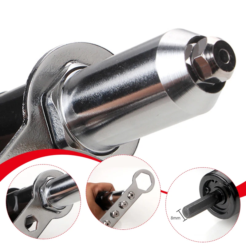 

Riveting Machine Electric Rivet Gun Adapter 2.4mm-3.2mm-4.0mm-4.8mm Riveting Tools Home Riveting Machine For Electric Drills