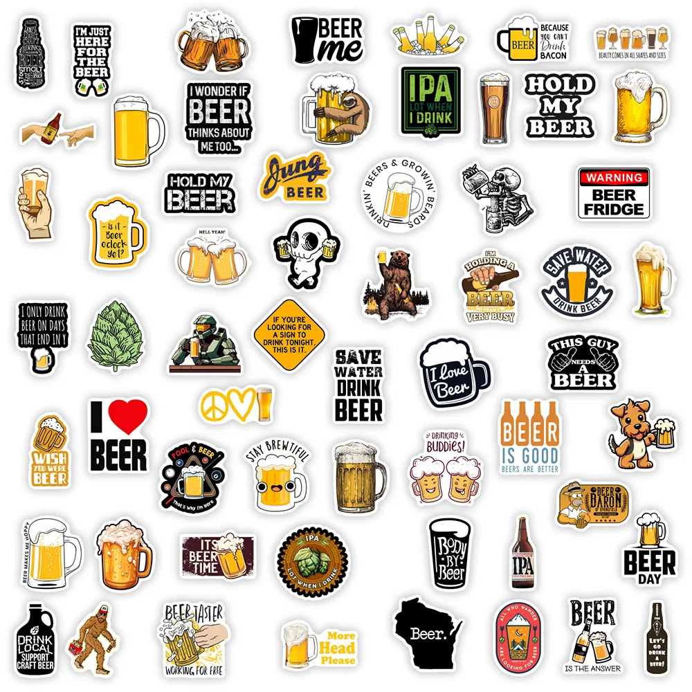 Beer IPA Drinks Stickers DIY Party Gift Toy  Waterproof Graffiti Decal for Laptops Phones Scrapbooks Luggages Bottles Decorative