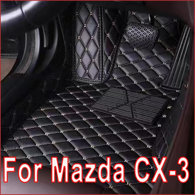 Car Floor Mats For Mazda CX-3 CX3 DK 2016~2022 Leather Luxury Mat Protective Rug Carpet Set Auto Interior Parts Car Accessories