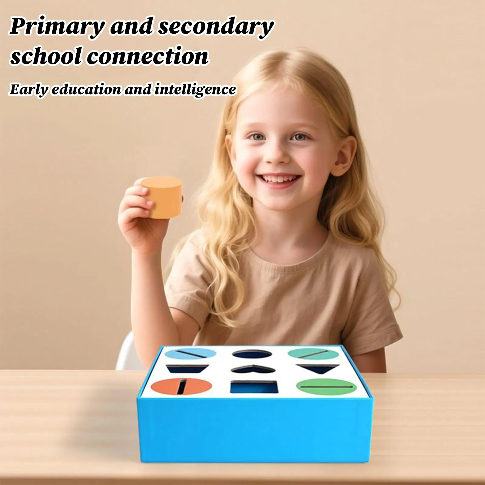 Color Sorter For Toddler 9-Slot Wood Colors And Shapes Recognition Box Interactive Puzzle Sorting Toy For Indoor Home
