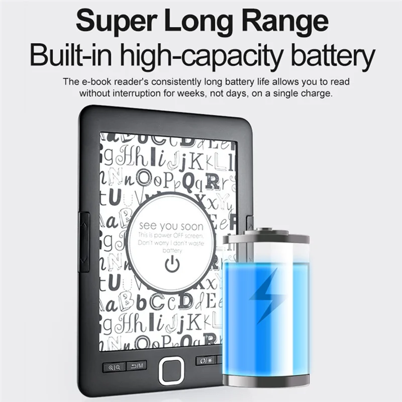 【A69Z】Przenośny 6-calowy cyfrowy czytnik książek elektronicznych z ekranem atramentowym i pamięcią 8 GB do użytku domowego i dojazdów do pracy