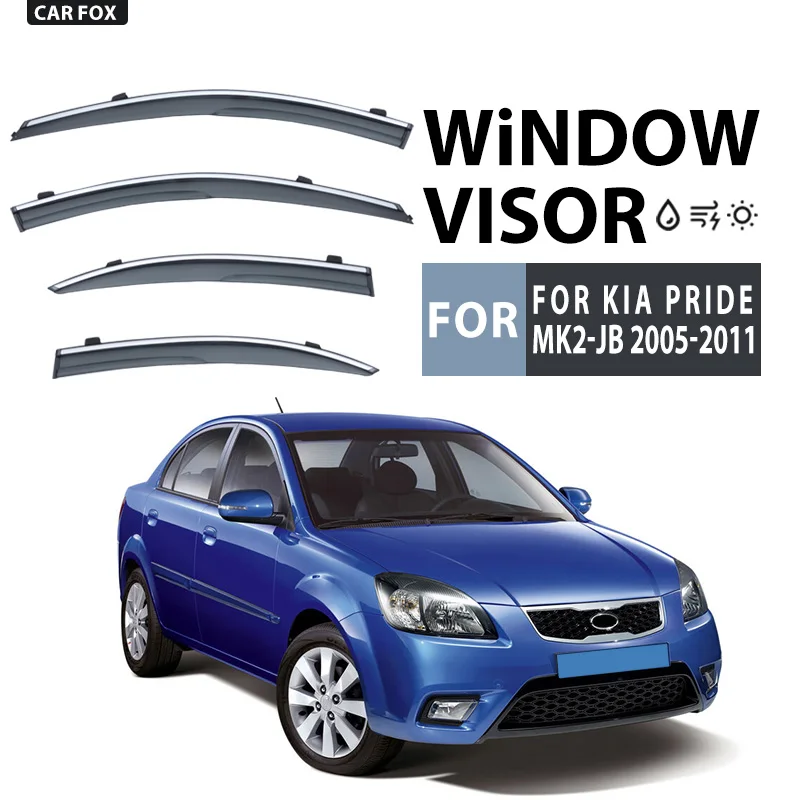 

Пластиковый оконный козырек для KIA Pride JB 2005-2011, вентиляционные оттенки, защита от солнца и дождя для KIA Pride JB 2005-2011