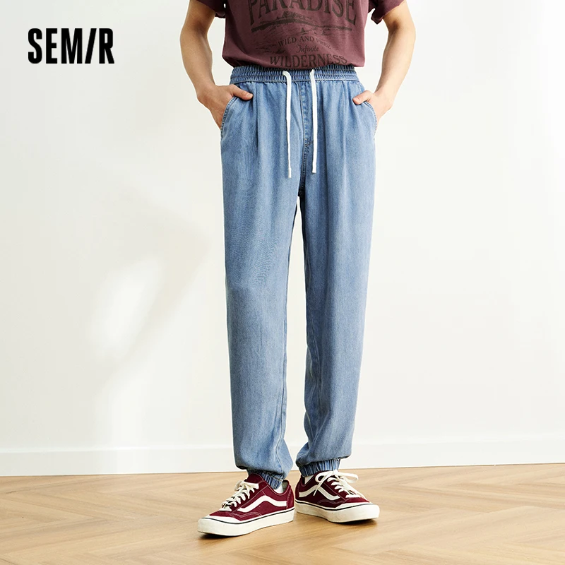 Semir Tapered Denim Pants Men Loose Fit 2025 Summer New Basic Versatile Ankle Length Trousers