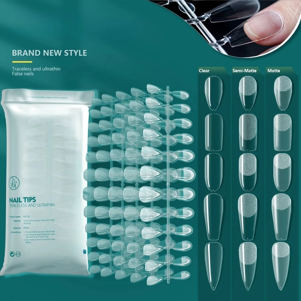 

120pcs Fake Nails Full Cover Press on Nails Coffin Soft Gel American Pose Capsule False Nail Tips for Extension System