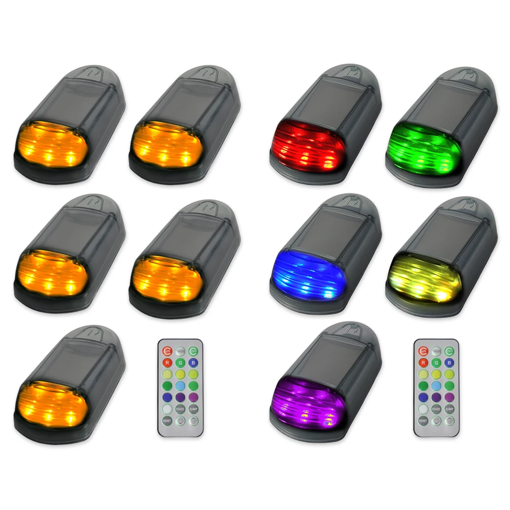 5pcs Solar Powered Car LED Warning Light Night Security Simulated Alarm Wireless Vibration/Remote Control Model Flash Lamp