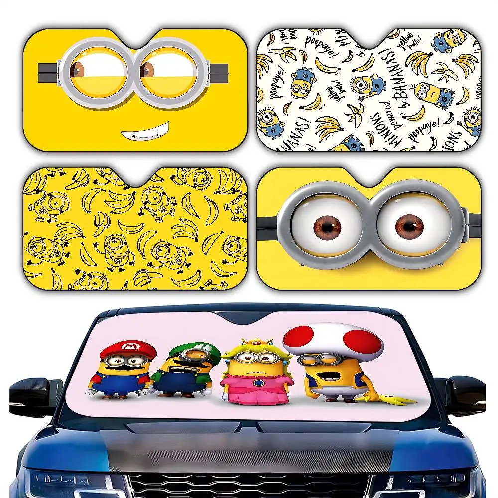 Cute Cartoon-M-minionS-kawaii Stylish And Trendy Windshield Sunshade, Car Windshield Cover, Car Sunshade Curtain  Sun Protection