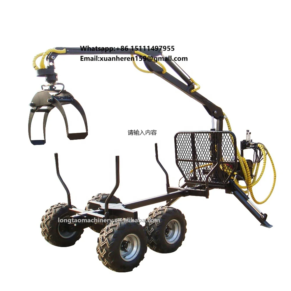 Atv Towable 3 Ton Self Powered Gasline Engine Log Wagon with Crane Gas Motor