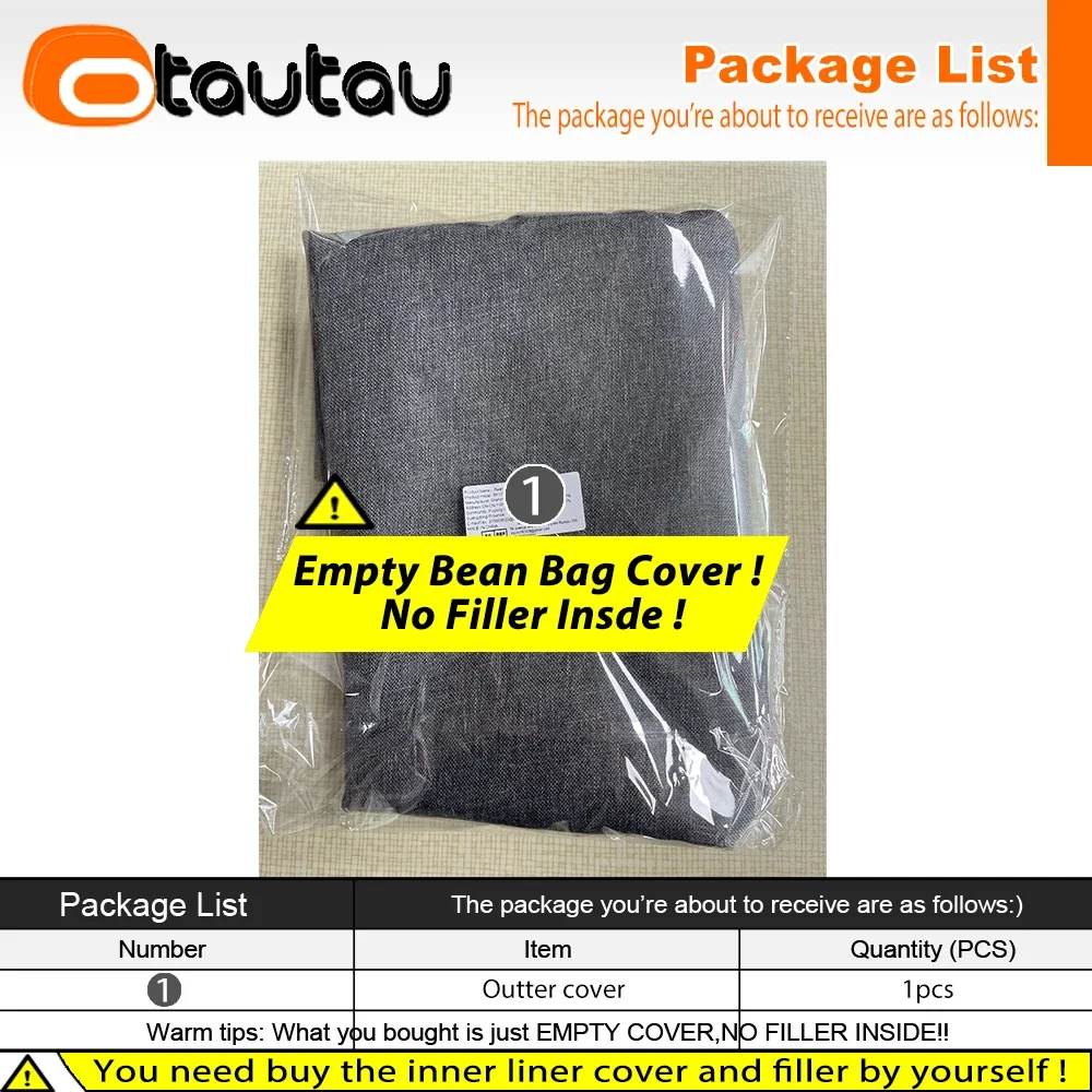 OTAUTAU Outdoor Oxford Bean Bag Cover SF396【No Filler Inside! You Need To Buy Filler By Yourself !】