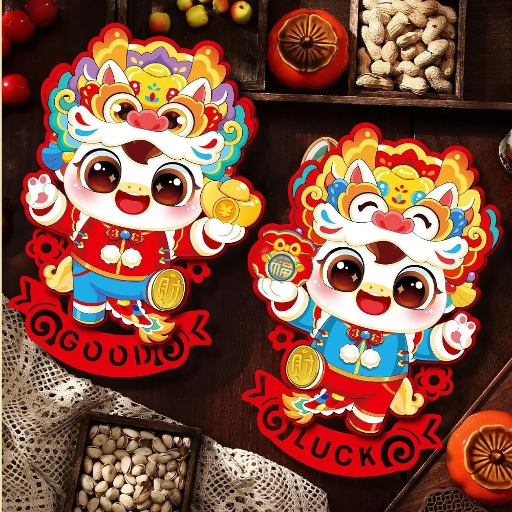 2026 الحصان العام زوجين الأحمر الوبر ملصق السنة الصينية الجديدة ديكور محظوظ الحصان العام راية لمهرجان الربيع التقليدية