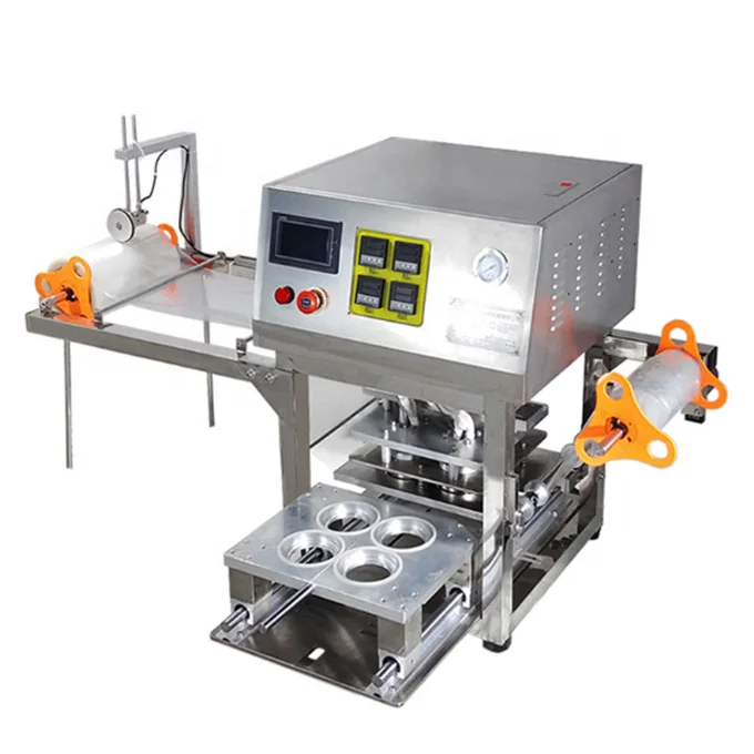 China Manual Boba Tea Cup Sealing Machine 4 Cup Sealing Machine for Jelly Milk Cup Tray Sealer