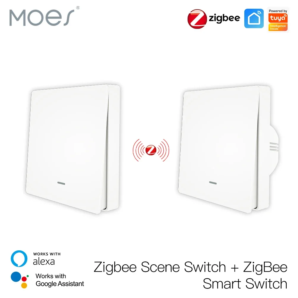 Tuya ZigBee Light Switch with Transmitter Kit No Neutral Wire No Capacitor Required works with Alexa Google Home Smart Life