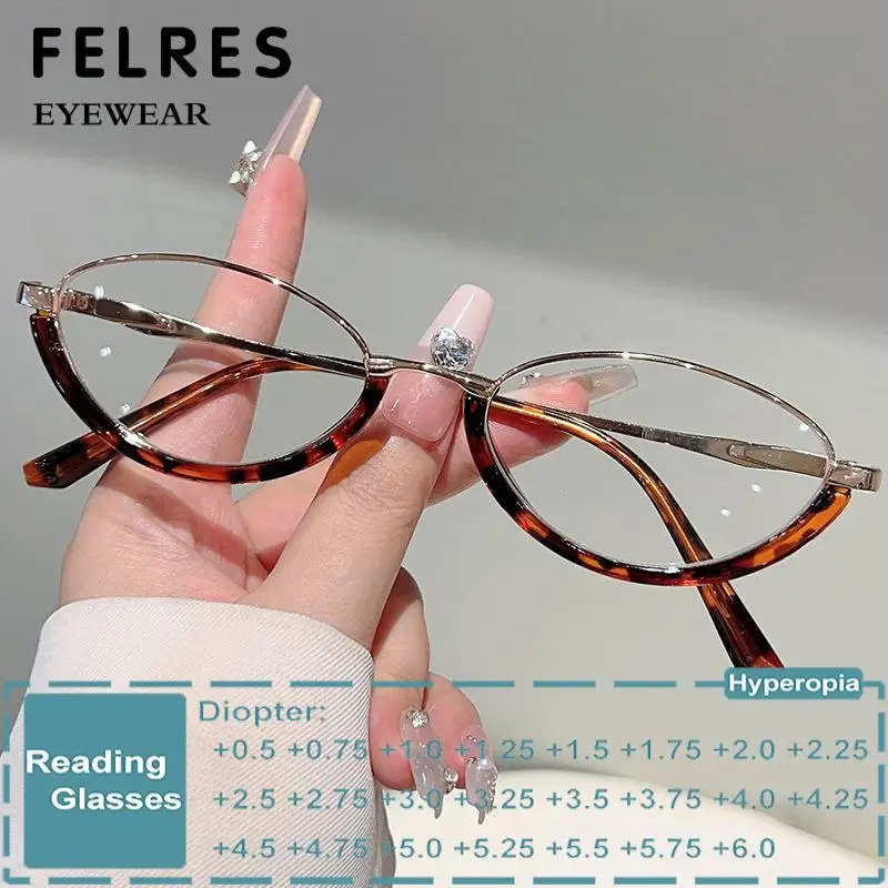 Retro Designer Anti Blau Licht Lesebrille Frauen Trendy Vintage Marke Design Halbe Rahmen Rezept Presbyopie Brillen