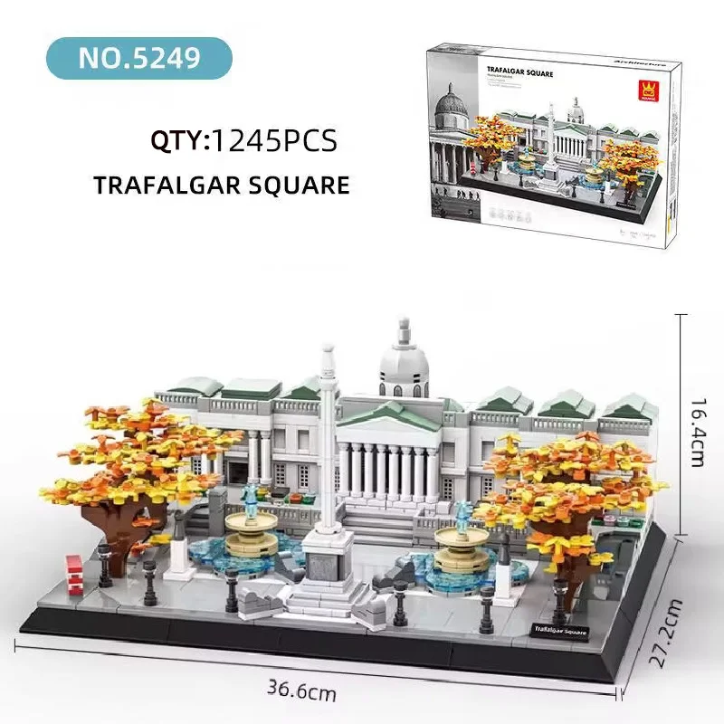 Caixa original famosa arquitetura trafalgar quadrado-londres, inglaterra cidade modelo blocos de construção tijolos presentes de natal