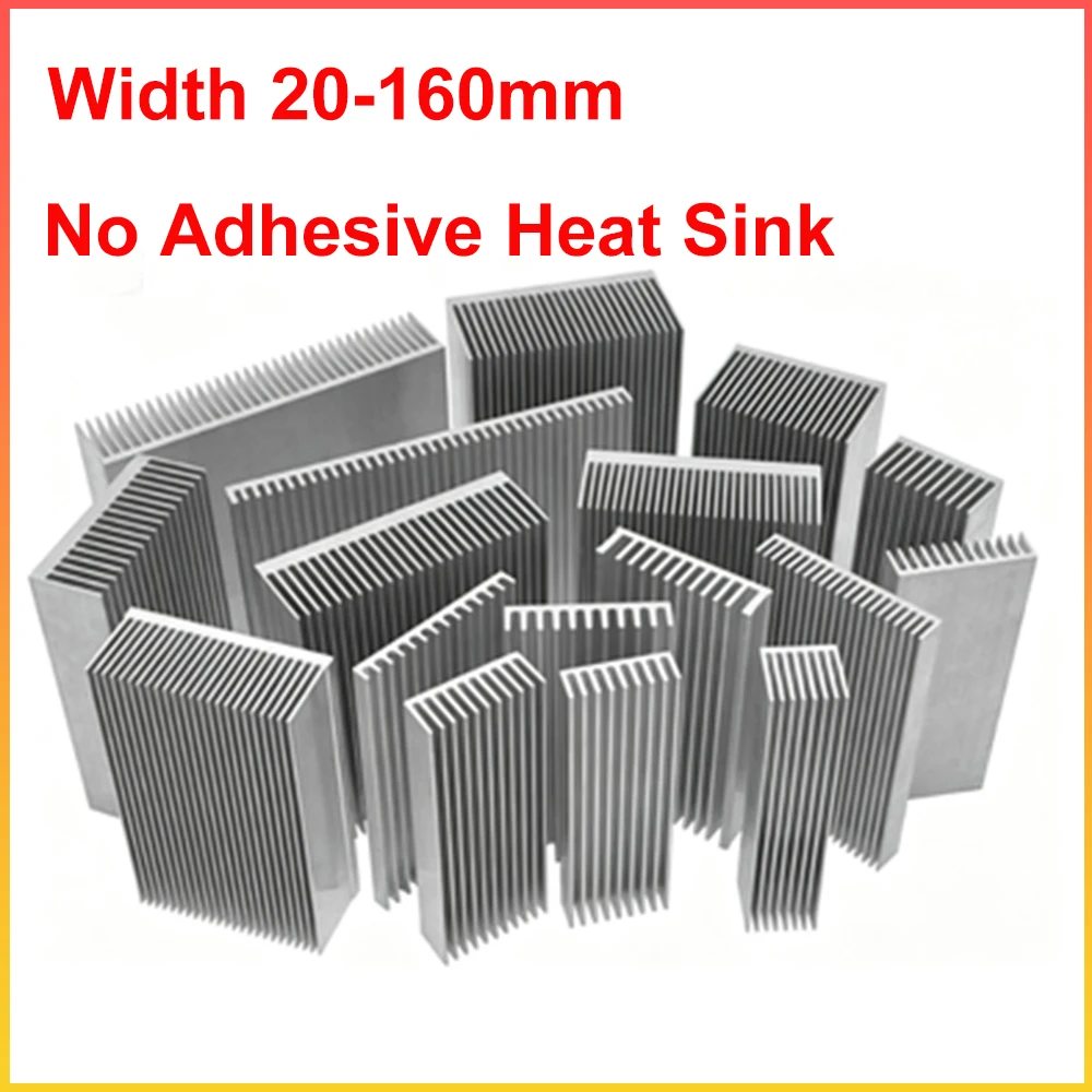 1pcs No Adhesive Heat Sink Width 20-160mm Aluminum Profile Cooling Cooler Motherboard Electronic Chip Wait Heat Dissipation