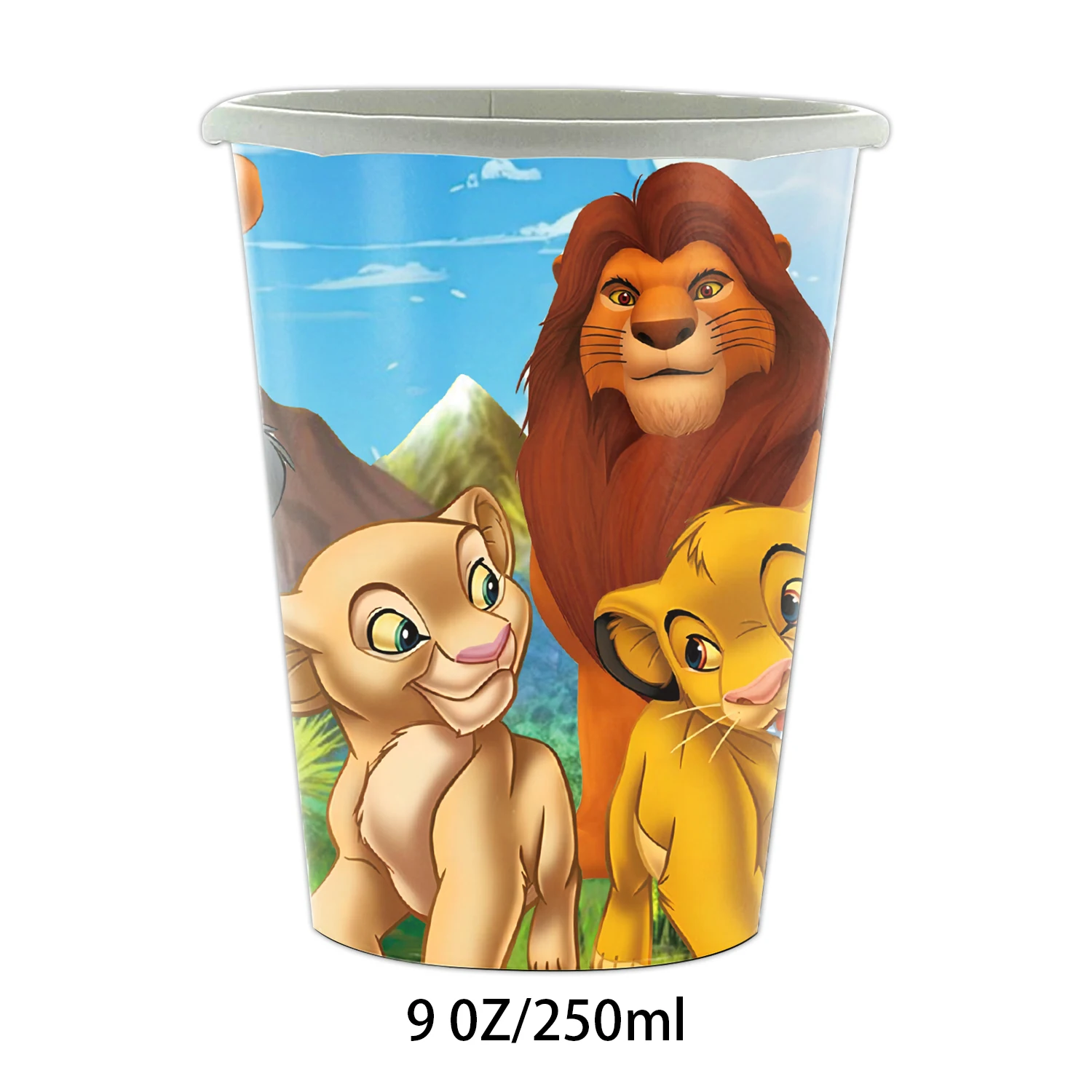 Lion King Simba Party Cups Supplies,9oz Disposable Paper Cups for Kids Boy Lion King Animal Birthday Party Decorations Tableware - view 2