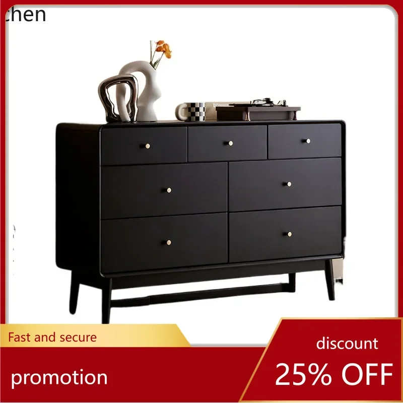 HT solid wood bedroom seven chest cabinets, bedside storage lockers, living room retro wall chest