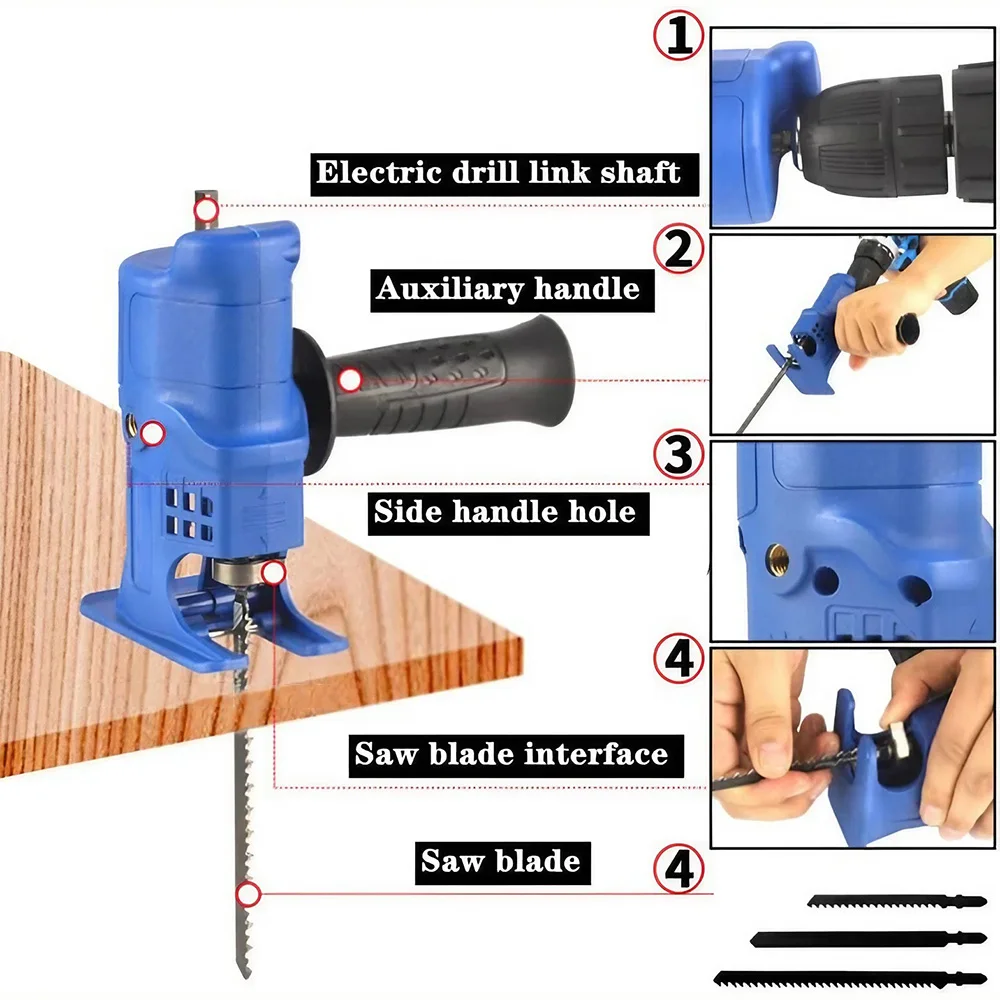 Drill Adapter for Woodworking Power Tools Convert Drill to Reciprocating Saw Saber Saw Jigsaw Accessories