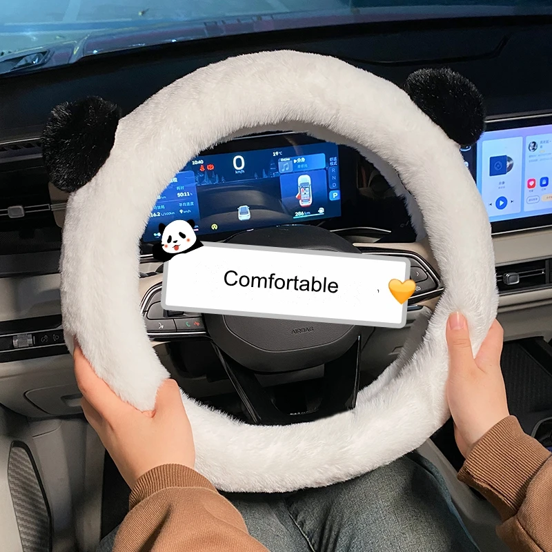 

New Creative Plush Winter Cartoon Ear Soft Anti-slip Cute Fashion Car Steering Wheel Cover Handlebar Cover