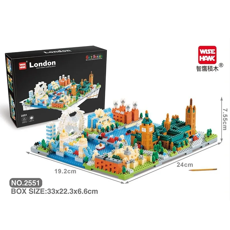 Cidade nova york londres vista de rua bloco de construção arquitetura américa inglaterra modelo tijolos diamante kits brinquedos presentes 2550 2551