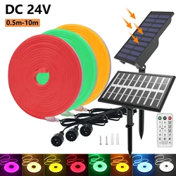 Waterproof Outdoor Solar LED Light 24V 2835 120LEDs/m Flexible Neon Strip Warm White Red Green Blue Pink LED Solar Garden Lights