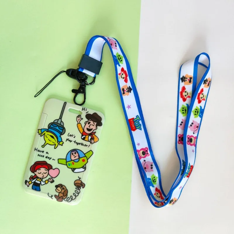 Disney Toy Story ID Card Holders with Lanyards Cartoon Woody Student ID Card Access Control Cases Buzz Lightyear Badges Gifts