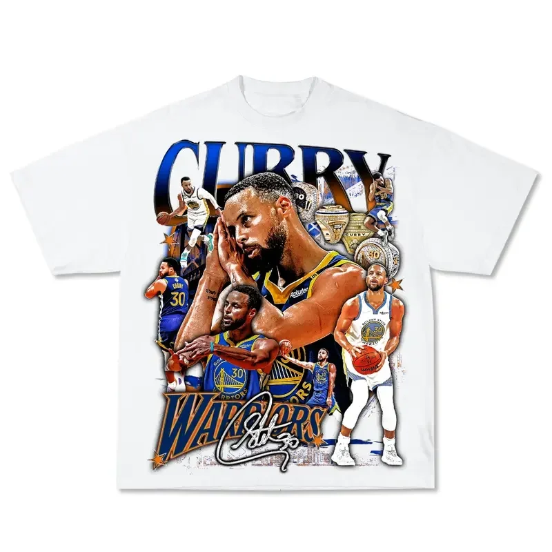 Steph Curry Graphic Tee, Y2K Rap Streetwear T-Shirt, Unisex Crew Neck, Vintage Hip-Hop Graphic, Sports Style, Casual Cotton Fit