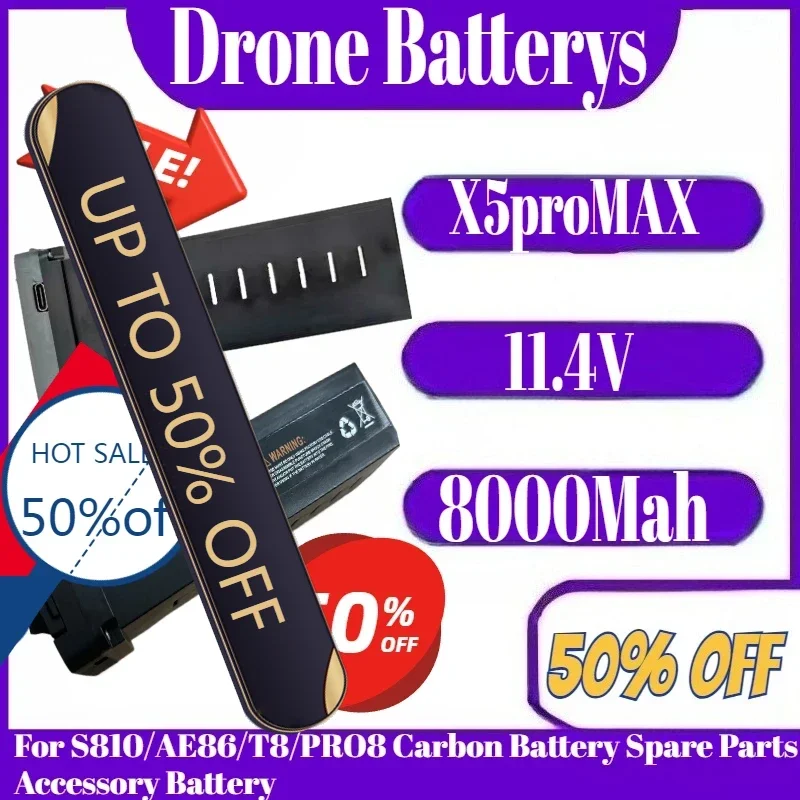

X5proMAX Drone Battery 11.4V 8000Mah For S810/AE86/T8/PRO8 Carbon Battery Spare Parts Accessory Battery