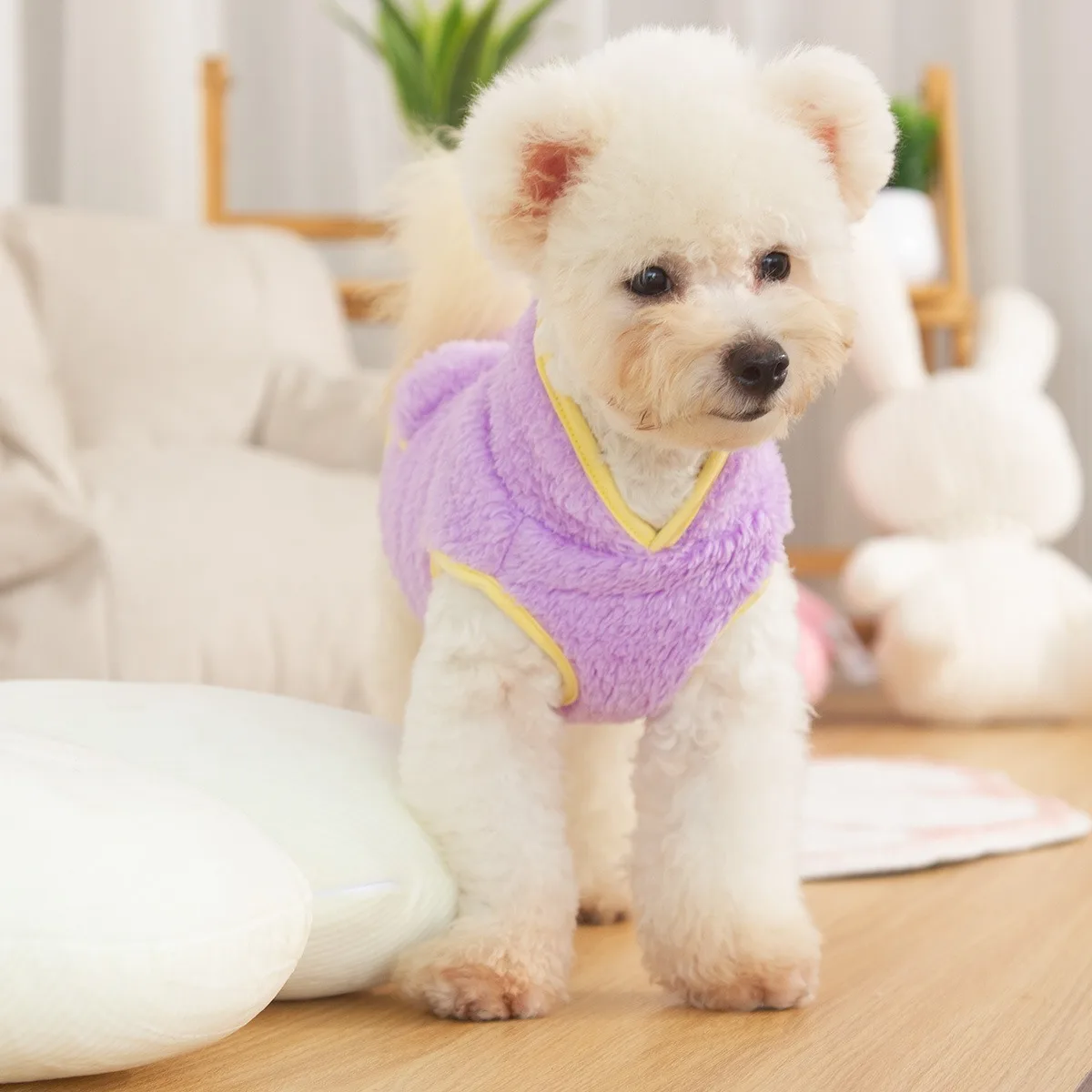 

Double-sided Long Pile Dog Clothes Pet Autumn and Winter Warm Clothes Schnauzer High-necked Sleeveless Sweatshirt