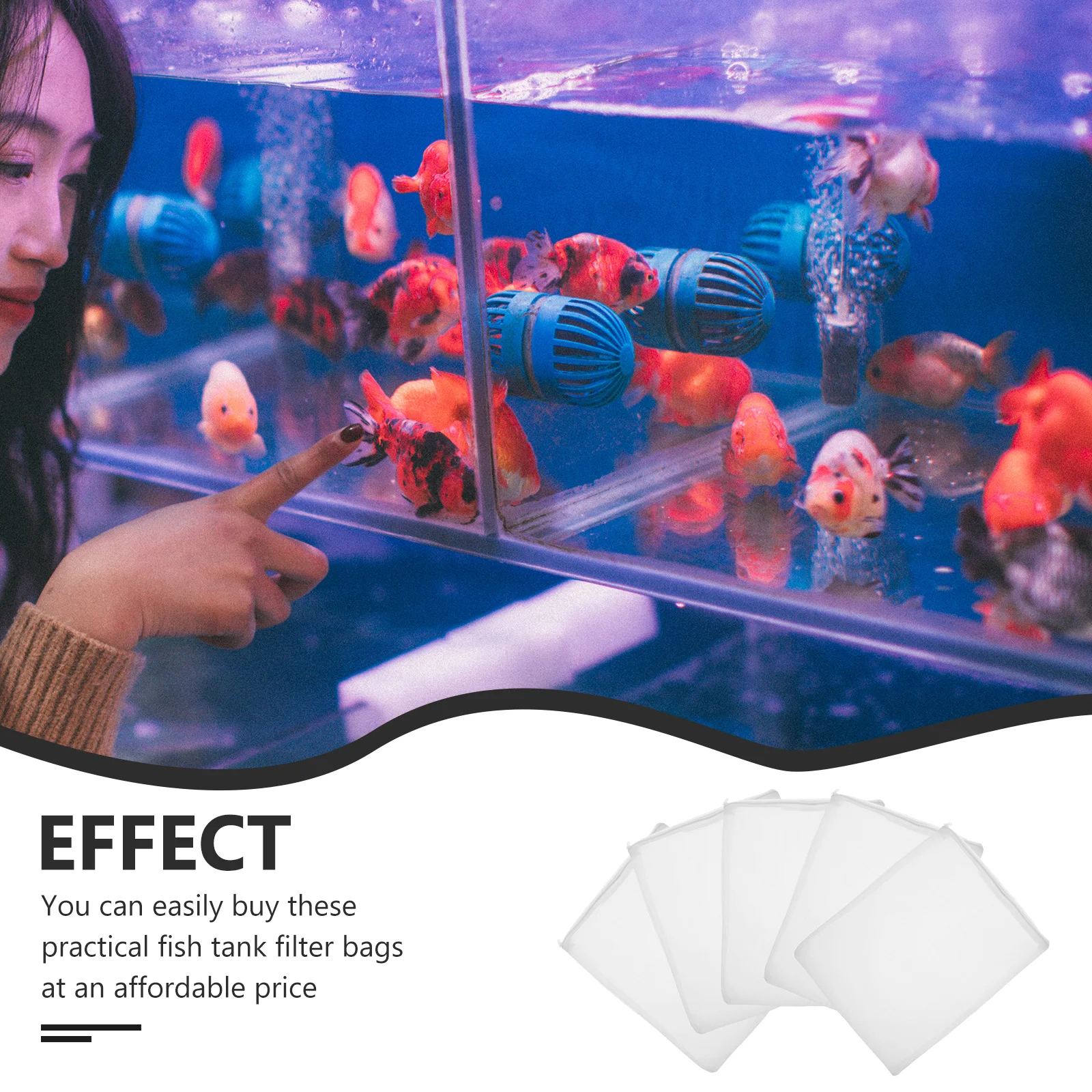 

10 Pcs Filter Material Bags Polyester Mesh Pouch For Fish Tank Aquarium Zipper Design Clear Water Storage Supplies