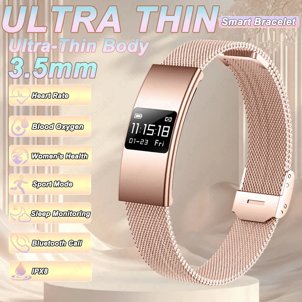 

2026 New Model 3.5mm Ultra-Slim Smart Bracelet Scientific Sleep Monitoring and 24-Hour Health Monitoring Smart Bracelet Women