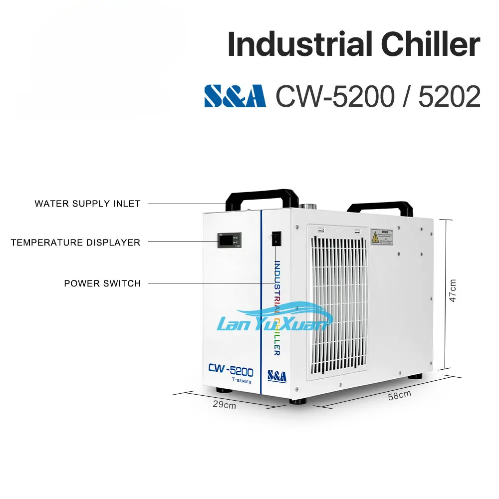 

Cloudray S&A CW5200 CW5202 Industry Air Water Chiller for CO2 Laser Engraving Cutting Machine Cooling 150W Tube