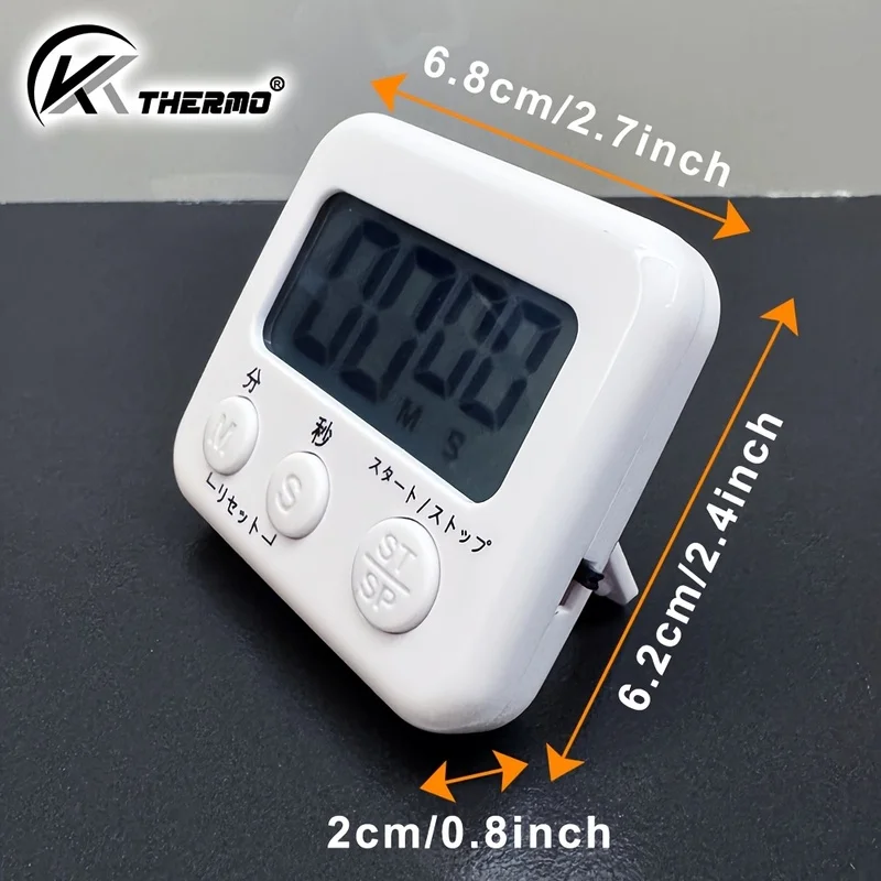 1pc Digital Kitchen Timer with Stopwatch & Countdown, AAA Battery, Large Display, Magnetic Back, Stand, Button Sound