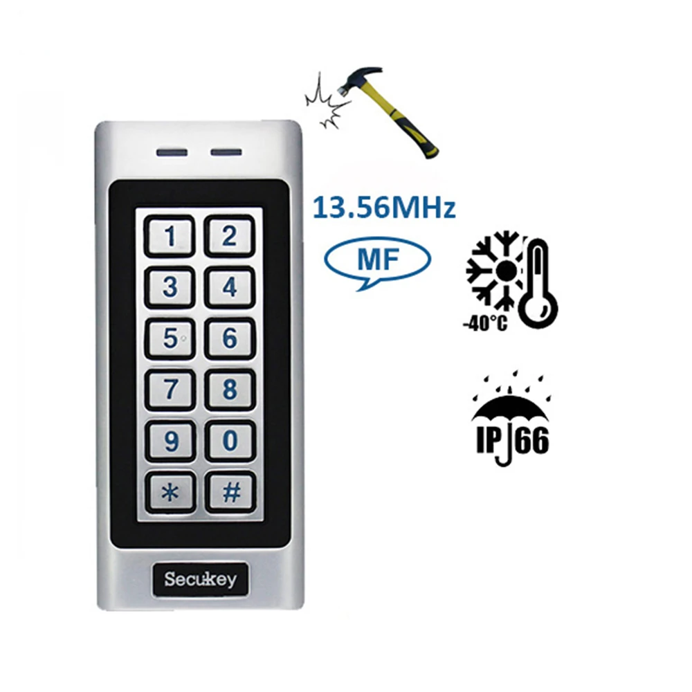 13.56MHz Outdoor Metal Numeric Keypad Reader Access Control