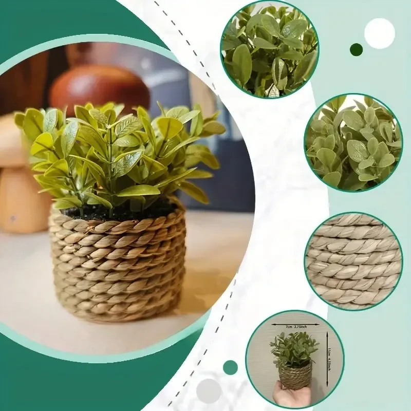 

Plant Basket Natural Rattan Flower Pot Small Decorative Planter for Indoor Succulents Artificial Plants Tabletop Shelf Decor