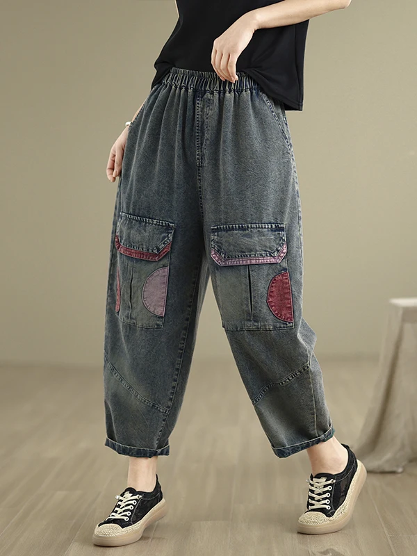 

Необычные цветные джинсовые джинсы Blo, женские летние повседневные брюки Harlan с девятью очками, свободный крой Personali Exprion