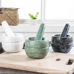 Natural Durable Mortar Pestle Set Pepper Mill Garlic Crusher Pugging Pot Herbs Spice Grinder Powder Mill Kitchen ZM928