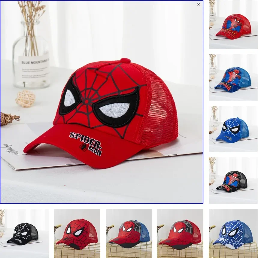 

Disney Marvel Spiderman Frozen Mickey Minnie Mouse Pixar Car Kids Hat Boy Girl Travel Caps Baby Caps Figure Gift Toys 2-8Y